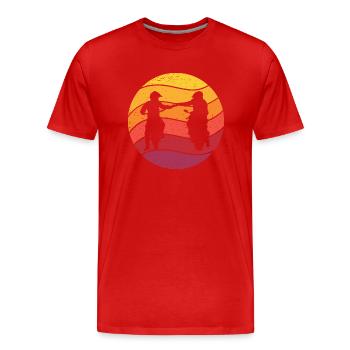 Motorradfahrer Faustgruß Retro Style Vintage - Männer Premium Bio T-Shirt - Rot - Vorne - Damien (186cm)