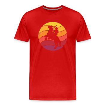 Cowboy Horse Pesade Retro Style Vintage - T-shirt bio Premium Homme - rouge - Devant - Damien (186cm)