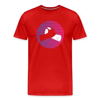 Poignée de main noir blanc Style rétro Vintage - T-shirt bio Premium Homme - rouge - Devant - Damien (186cm)