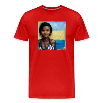 Belles femmes haïtiennes en bikini peinture - T-shirt bio Premium Homme - rouge - Devant - Damien (186cm)