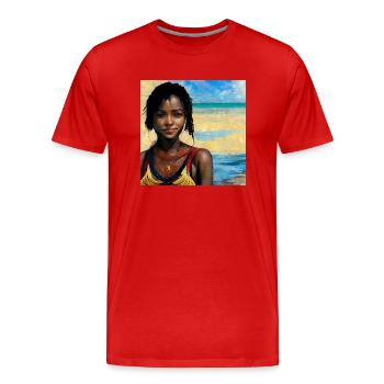 Belles femmes haïtiennes en bikini peinture - T-shirt bio Premium Homme - rouge - Devant - Damien (186cm)