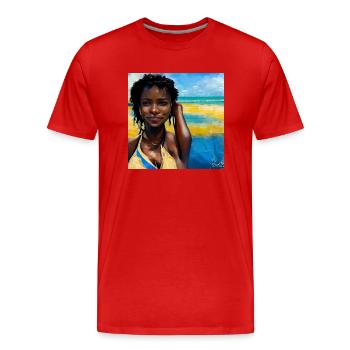 Belles femmes haïtiennes en bikini peinture - T-shirt bio Premium Homme - rouge - Devant - Damien (186cm)