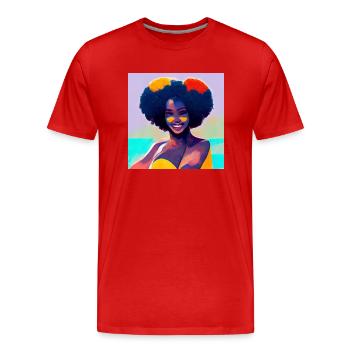 Schönes Afro -Mädchen Im Bikini - Männer Premium Bio T-Shirt - Rot - Vorne - Damien (186cm)
