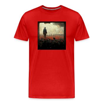 Imaginez que c’est la guerre et que personne ne le fait - T-shirt bio Premium Homme - rouge - Devant - Damien (186cm)