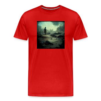 Imaginez que c’est la guerre et que personne ne le fait - T-shirt bio Premium Homme - rouge - Devant - Damien (186cm)
