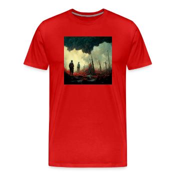Imaginez que c’est la guerre et que personne ne le fait - T-shirt bio Premium Homme - rouge - Devant - Damien (186cm)