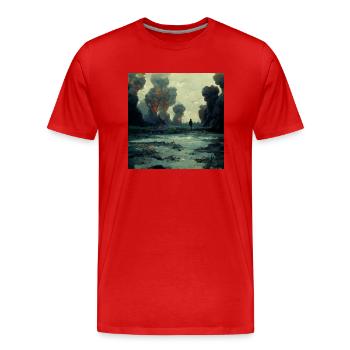 Imaginez que c’est la guerre et que personne ne le fait - T-shirt bio Premium Homme - rouge - Devant - Damien (186cm)