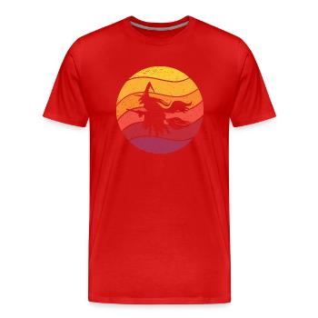 Witch's broom Helloween Retro Style Vintage - Men's Premium Organic T-Shirt - red - Front - Damien (186cm)