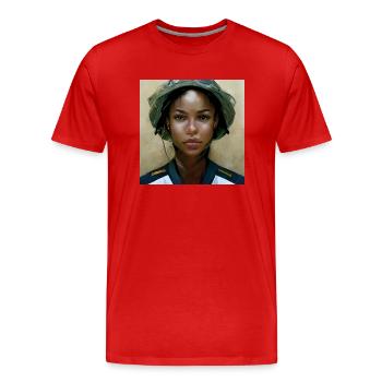Belle peinture médicale de combat de l’armée américaine - T-shirt bio Premium Homme - rouge - Devant - Damien (186cm)
