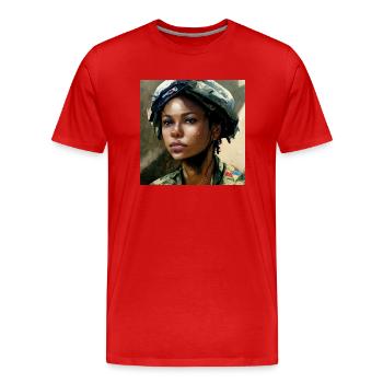 Belle peinture médicale de combat de l’armée américaine - T-shirt bio Premium Homme - rouge - Devant - Damien (186cm)
