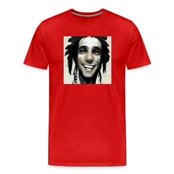 Rastafari Sketch Painting - T-shirt bio Premium Homme - rouge - Devant - Damien (186cm)