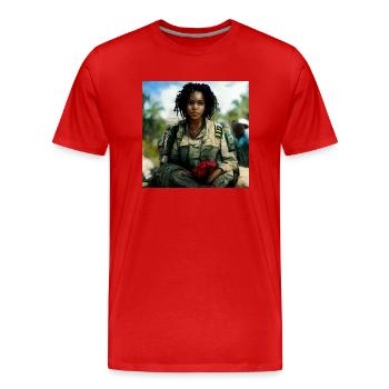 Belle peinture médicale de combat de l’armée américaine - T-shirt bio Premium Homme - rouge - Devant - Damien (186cm)