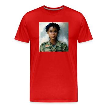 Belle peinture médicale de combat de l’armée américaine - T-shirt bio Premium Homme - rouge - Devant - Damien (186cm)