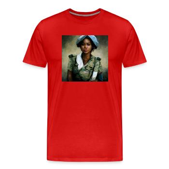 Belle peinture médicale de combat de l’armée américaine - T-shirt bio Premium Homme - rouge - Devant - Damien (186cm)