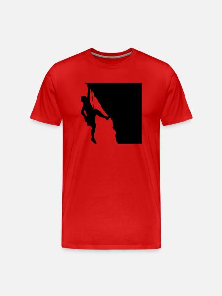 Felsen Klettern Bergsteiger Silhouette - Männer Premium Bio T-Shirt - Rot
