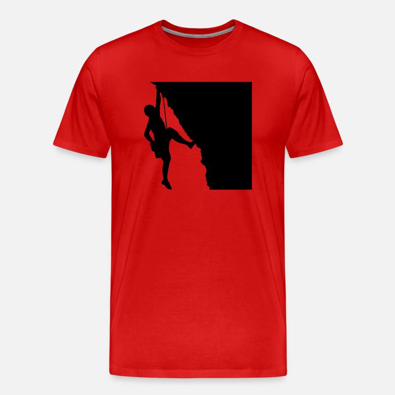 Felsen Klettern Bergsteiger Silhouette - Männer Premium Bio T-Shirt - Rot