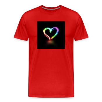 Light Stroke Heart - Men's Premium Organic T-Shirt - red - Front - Damien (186cm)