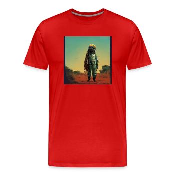 Rasta-astronaute - T-shirt bio Premium Homme - rouge - Devant - Damien (186cm)
