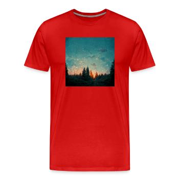 Sonnenuntergang Im Wald - Männer Premium Bio T-Shirt - Rot - Vorne - Damien (186cm)