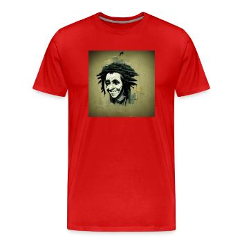 Peinture à croquis rastafari - T-shirt bio Premium Homme - rouge - Devant - Damien (186cm)
