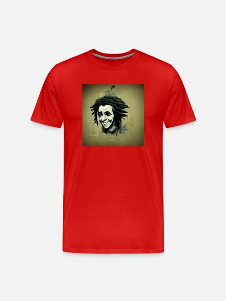 Rastafarian sketch painting - Men's Premium Organic T-Shirt - red