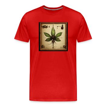 Cannabisblatt Leonard Da Vinci Slketch - Männer Premium Bio T-Shirt - Rot - Vorne - Damien (186cm)