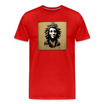Peinture à croquis rastafari - T-shirt bio Premium Homme - rouge - Devant - Damien (186cm)
