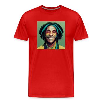 Rastafari-ölgemälde - Männer Premium Bio T-Shirt - Rot - Vorne - Damien (186cm)