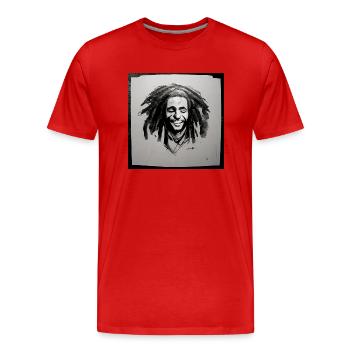 Peinture à croquis rastafari - T-shirt bio Premium Homme - rouge - Devant - Damien (186cm)