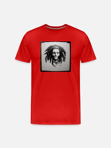 Rastafarian sketch painting - Men's Premium Organic T-Shirt - red