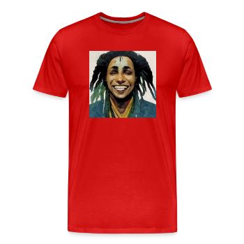 Peinture à croquis rastafari - T-shirt bio Premium Homme - rouge - Devant - Damien (186cm)