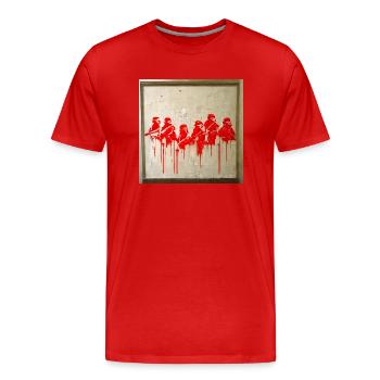 Banksy Style War Szene Graffiti - Männer Premium Bio T-Shirt - Rot - Vorne - Damien (186cm)