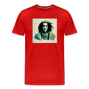 Peinture à croquis rastafari - T-shirt bio Premium Homme - rouge - Devant - Damien (186cm)