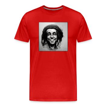 Peinture d’esquisse rastafari - T-shirt bio Premium Homme - rouge - Devant - Damien (186cm)