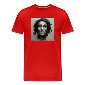 Peinture à croquis rastafari - T-shirt bio Premium Homme - rouge - Devant - Damien (186cm)