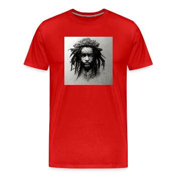 Peinture à croquis rastafari - T-shirt bio Premium Homme - rouge - Devant - Damien (186cm)