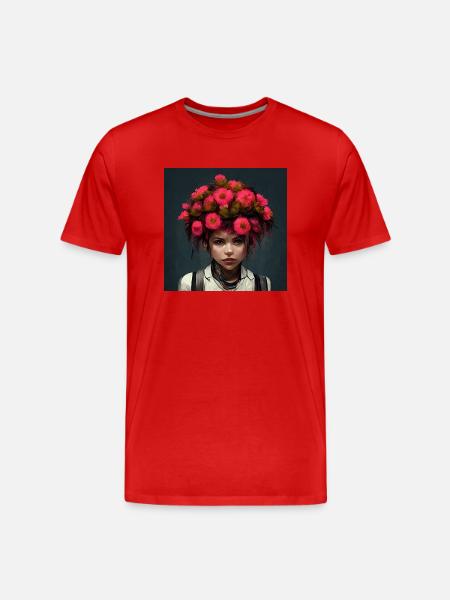 Blumenpunk-mädchen - Männer Premium Bio T-Shirt - Rot
