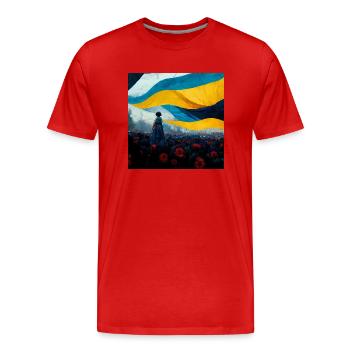 Victoire de l’Ukraine - T-shirt bio Premium Homme - rouge - Devant - Damien (186cm)
