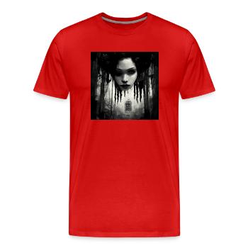 Le son de l’horreur du silence - T-shirt bio Premium Homme - rouge - Devant - Damien (186cm)