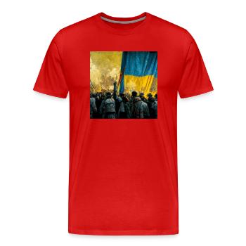 Victoire de l’Ukraine - T-shirt bio Premium Homme - rouge - Devant - Damien (186cm)