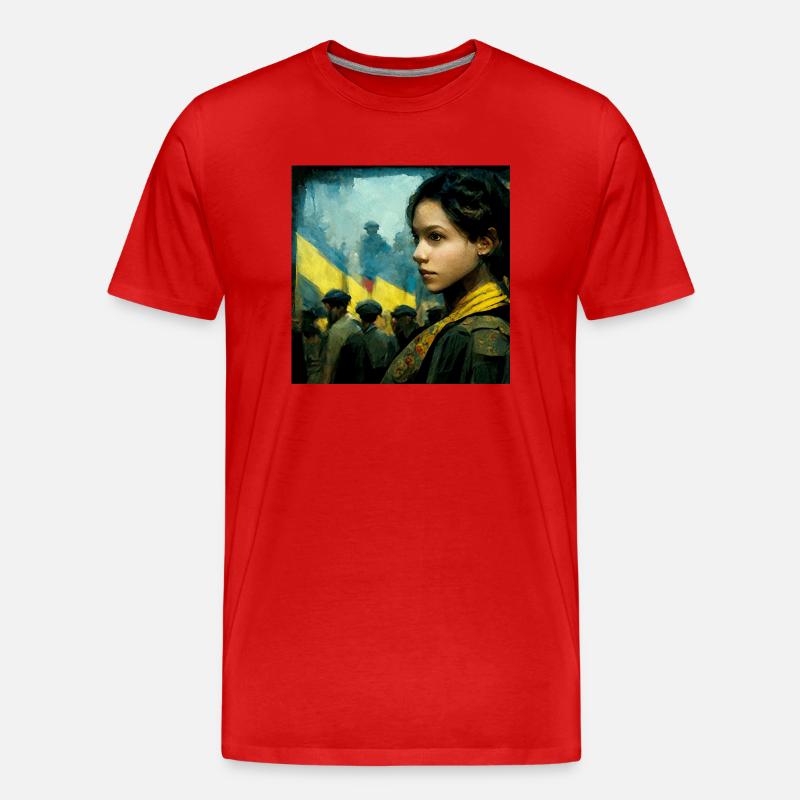 Ukrainisches Mädchen Während Des Krieges - Männer Premium Bio T-Shirt - Rot