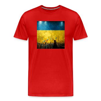 Victoire de l’Ukraine - T-shirt bio Premium Homme - rouge - Devant - Damien (186cm)