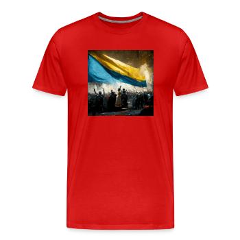 Victoire de l’Ukraine - T-shirt bio Premium Homme - rouge - Devant - Damien (186cm)