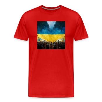 Victoire de l’Ukraine - T-shirt bio Premium Homme - rouge - Devant - Damien (186cm)