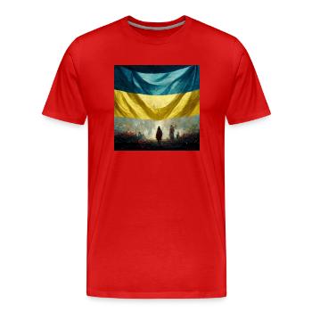 Victoire de l’Ukraine - T-shirt bio Premium Homme - rouge - Devant - Damien (186cm)