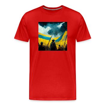 Victoire de l’Ukraine - T-shirt bio Premium Homme - rouge - Devant - Damien (186cm)