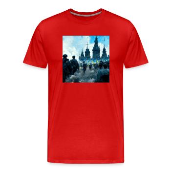 Victoire de l’Ukraine - T-shirt bio Premium Homme - rouge - Devant - Damien (186cm)