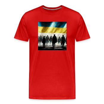 Ukraine wins Slava Ukaini - Men's Premium Organic T-Shirt - red - Front - Damien (186cm)