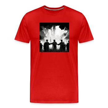 Victoire de l’Ukraine - T-shirt bio Premium Homme - rouge - Devant - Damien (186cm)