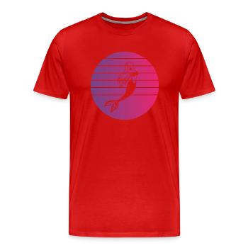 Sirène Retro Style Vintage - T-shirt bio Premium Homme - rouge - Devant - Damien (186cm)